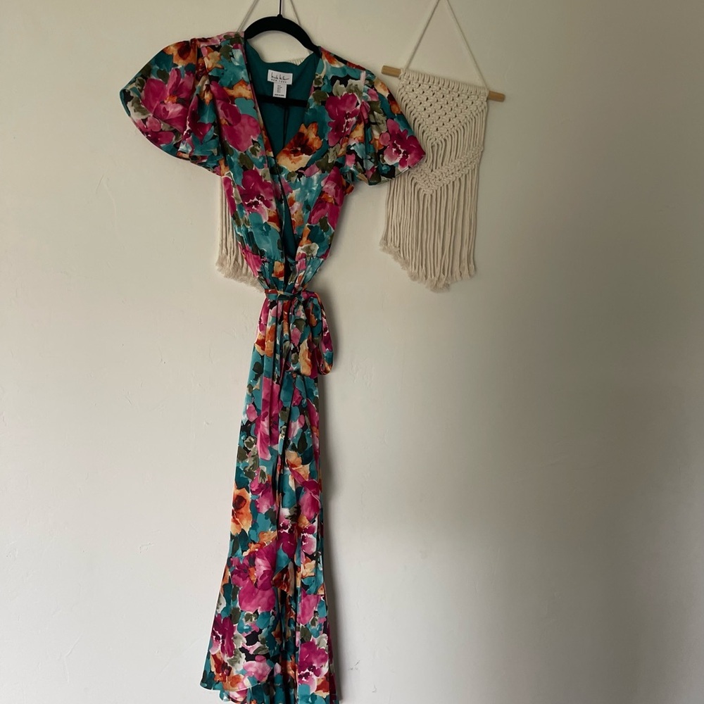 Nicole Miller Wrap Floral Maxi Dress